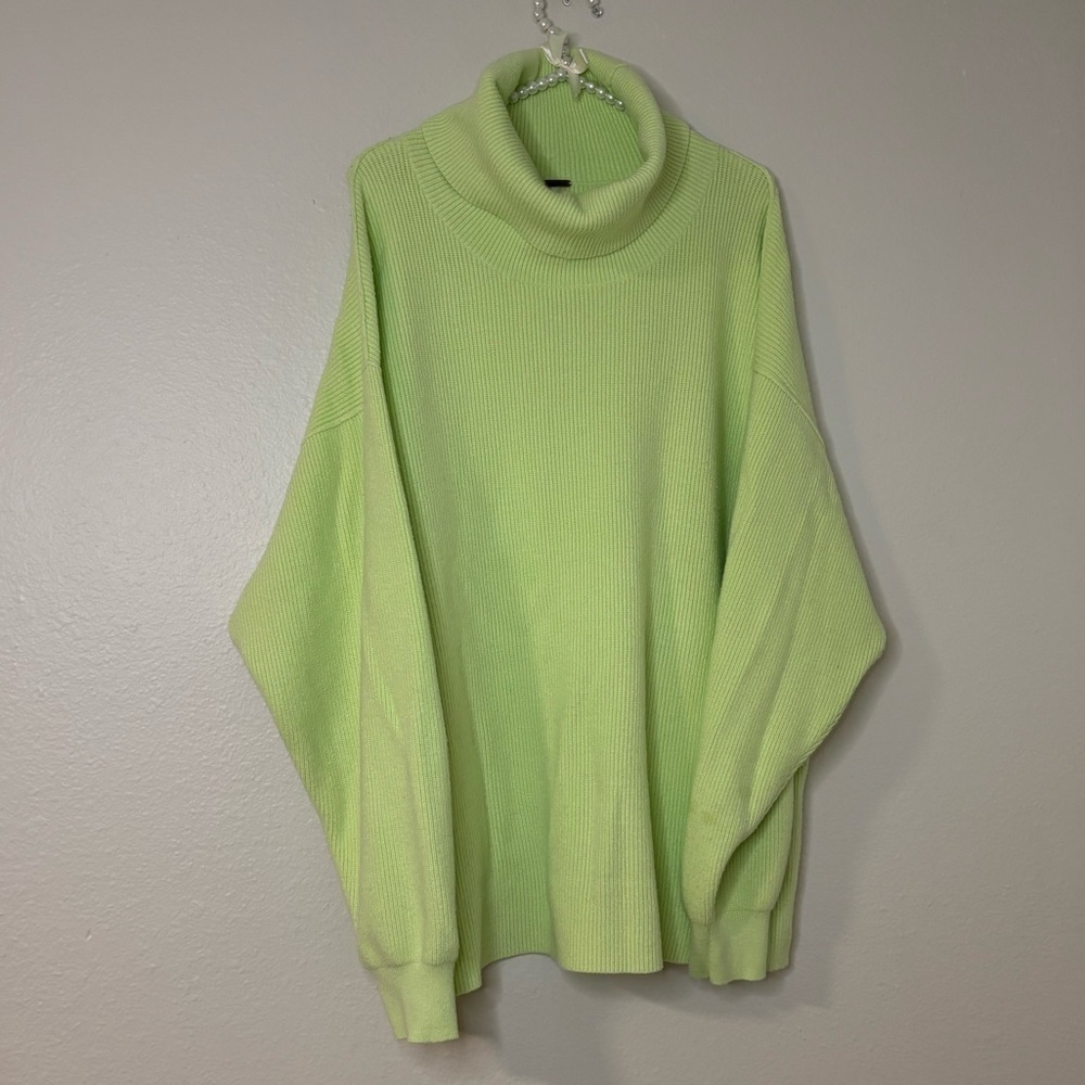 Free People Women Lime Green Softly Structure Cowl Neck Sweater - Picture 9 of 12